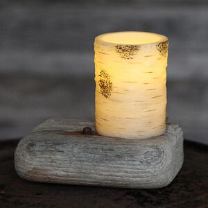 Восковая LED свеча на батарейках Белая Береза 10*7.5 см (Star Trading, Швеция). Артикул: 063-50