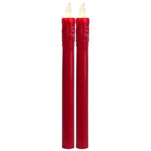 Столовая восковая LED свеча на батарейках Magic Drops 25 см мерцающая, красная, 2 шт Star Trading фото 2