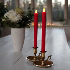 Столовая восковая LED свеча на батарейках Magic Drops 25 см мерцающая, красная, 2 шт (Star Trading, Швеция). Артикул: 066-62