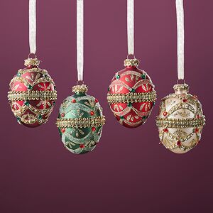 Елочные игрушки Яйца - Бриллиантовая Коллекция 8 см, 4 шт, стекло