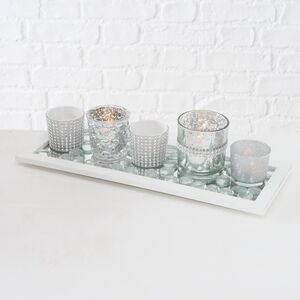 Набор стеклянных подсвечников Франсуа на подносе, 5 шт (Boltze, Германия). Артикул: 1001506