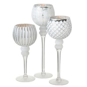 Набор стеклянных подсвечников-бокалов Виндлайт 30-40 см серебряный, 3 шт Boltze (Больтце) фото 2