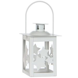 Подсвечник фонарик Звездочки белый, 11*7.5*7.5 см (Edelman, Нидерланды). Артикул: 1015593-бел