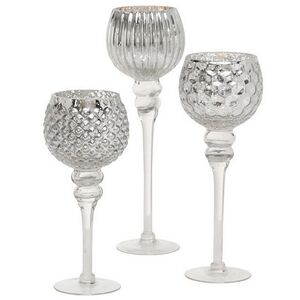 Набор стеклянных подсвечников-бокалов Виндлайт 30-40 см серый, 3 шт Boltze (Больтце) фото 3