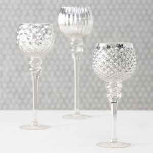 Набор стеклянных подсвечников-бокалов Виндлайт 30-40 см серый, 3 шт Boltze (Больтце) фото 2