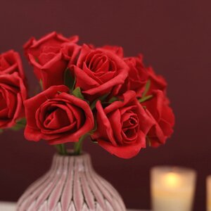 Искусственные розы для декора Lallita 18 см, 7 шт, алые (Ideas4Seasons, Нидерланды). Артикул: 31149