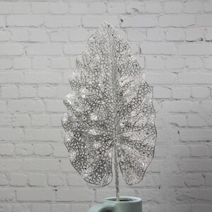 Декоративная ветка Сверкающий лист Филодендрона 78 см, серебряный