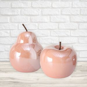 Фарфоровые статуэтки Жемчужные - Яблоко и Груша 12 см, 2 шт, нежно-розовые (Boltze, Германия). Артикул: 1020950-набор-1