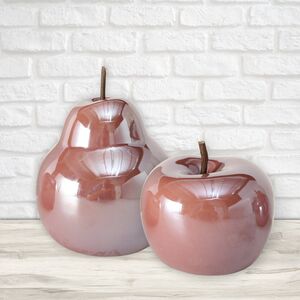 Фарфоровые статуэтки Жемчужные - Яблоко и Груша 12 см, 2 шт, розовые (Boltze, Германия). Артикул: 1020950-набор-2