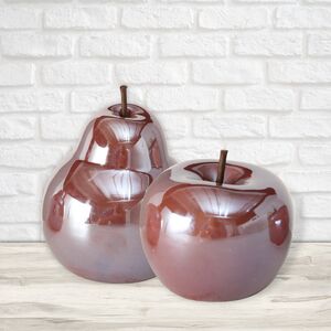 Фарфоровые статуэтки Жемчужные - Яблоко и Груша 12 см, 2 шт, бордовые (Boltze, Германия). Артикул: 1020950-набор-3