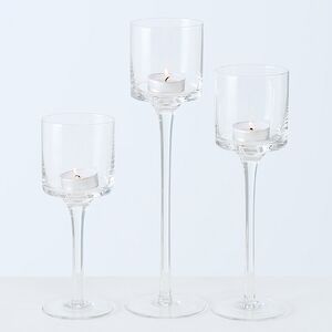 Набор стеклянных подсвечников на ножке Вермонт 20-30 см, 3 шт Boltze (Больтце) фото 2