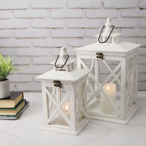 Подсвечник Фонарь Авиньон 46 см белый, дерево Edelman фото 3