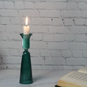 Стеклянный подсвечник Linea 18 см, изумрудный (EDG, Италия). Артикул: 104934-70