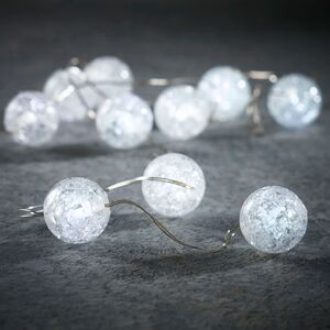 Светодиодная гирлянда шарики Воздушный Ноктюрн на батарейках 1 м, 10 холодных белых LED ламп, серебряная проволока, IP20 (Edelman, Нидерланды). Артикул: 1050861