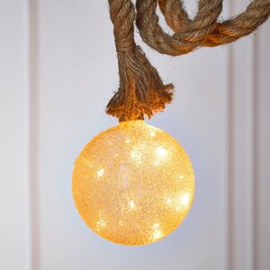 Подвесной светильник на канате Шар Бранилейв 10 см, 15 теплых белых LED ламп, на батарейках, таймер, стекло (Edelman, Нидерланды). Артикул: 1105156