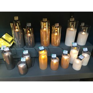 Светильник свеча восковая в колбе с живым пламенем Лацио 17.5 см дымчатая на батарейках Edelman фото 4