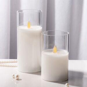 Светильник свеча восковая с живым пламенем Лацио белая на батарейках