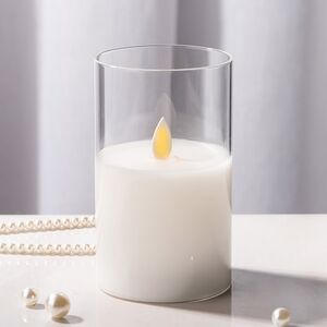 Светильник свеча восковая в колбе с живым пламенем Лацио 12.5 см белая на батарейках (Edelman, Нидерланды). Артикул: 1051763