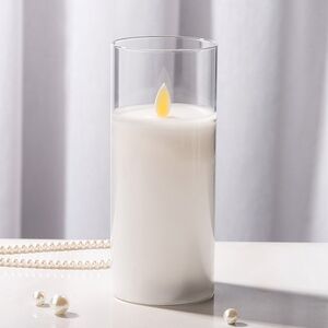 Светильник свеча восковая в колбе с живым пламенем Лацио 17.5 см белая на батарейках (Edelman, Нидерланды). Артикул: 1051764