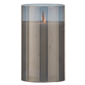 Светильник свеча восковая в колбе с живым пламенем Лацио 12.5 см дымчатая на батарейках Edelman фото 5