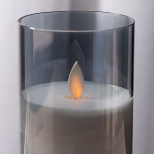 Светильник свеча восковая в колбе с живым пламенем Лацио 17.5 см дымчатая на батарейках Edelman фото 2