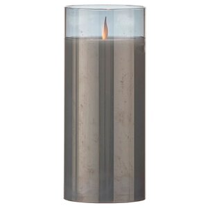 Светильник свеча восковая в колбе с живым пламенем Лацио 17.5 см дымчатая на батарейках Edelman фото 6