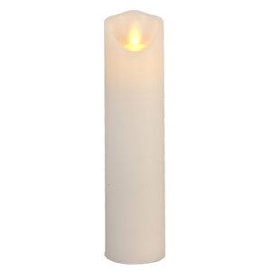 Высокая светодиодная свеча с живым пламенем 20 см белая восковая на батарейках Edelman фото 3