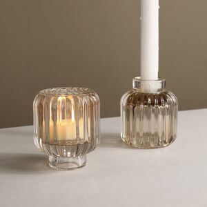 Стеклянный подсвечник Portugallo 8 см персиковый, двусторонний (EDG, Италия). Артикул: 105292-95-2