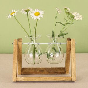 Маленькие вазы Адениум 22*17 см на деревянной подставке, 2 шт, стекло Edelman фото 3