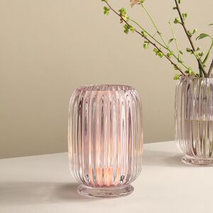 Стеклянный подсвечник Rozemari 12 см пудрово-розовый (EDG, Италия). Артикул: 105856-75-1-1