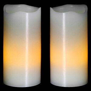 Набор белых восковых свечей 10*5 см на батарейках, 2 шт (Edelman, Нидерланды). Артикул: 106841