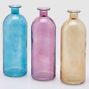 Стеклянная ваза-бутылка Гратин 26 см янтарная EDG фото 2