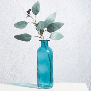 Стеклянная ваза-бутылка Гратин 16 см голубая