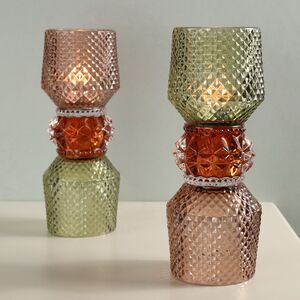 Стеклянный подсвечник Gonzella 20 см, двусторонний (EDG, Италия). Артикул: 108207-95-3