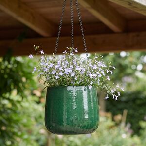 Подвесное металлическое кашпо Бенсон 23*20 см зеленое