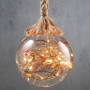 Подвесной светильник на канате Шар Бертасоль 14 см, 30 теплых белых LED ламп, на батарейках, таймер, стекло (Edelman, Нидерланды). Артикул: 1105127