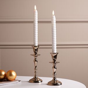 Светодиодные свечи витые с имитацией пламени Lachesis 25 см белые, 2 шт, на батарейках Edelman (Эдельман) фото 2