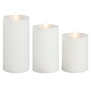 Набор светодиодных свечей Ondule White 10-15 см, 3 шт, с имитацией пламени, на батарейках Edelman фото 4