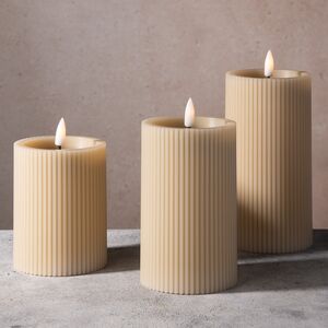 Набор светодиодных свечей Ondule Beige 10-15 см, 3 шт, с имитацией пламени, на батарейках