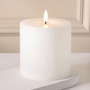 Светодиодная свеча с имитацией пламени Facile 10*10 см, белая, таймер, на батарейках Edelman (Эдельман) фото 3