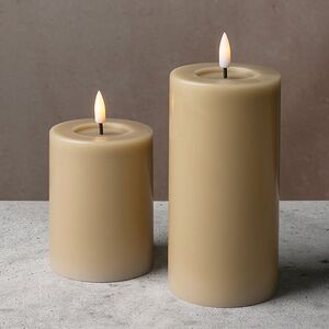 Светодиодная свеча с имитацией пламени Facile, бежевая, таймер, на батарейках