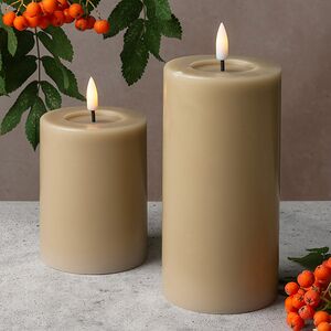 Светодиодная свеча с имитацией пламени Facile 15 см, бежевая, таймер, на батарейках Edelman фото 5