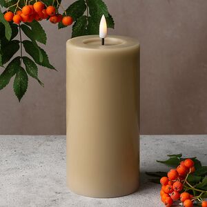 Светодиодная свеча с имитацией пламени Facile 15 см, бежевая, таймер, на батарейках Edelman фото 4