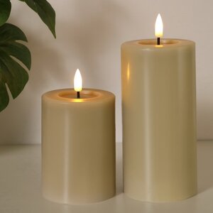 Светодиодная свеча с имитацией пламени Facile 10 см, бежевая, таймер, на батарейках Edelman фото 2