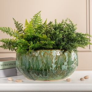 Керамическое кашпо Моссанджо 33*15 см, зелёное