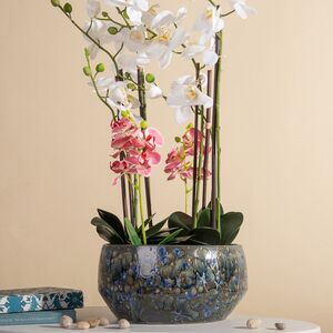 Керамическое кашпо Моссанджо 33*15 см, синее