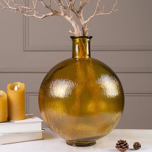 Стеклянная ваза-бутылка Gabello 42 см охровая