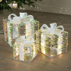 Светящиеся подарки Frosty Fantasy - Rainbow 17-29 см, 3 шт, 20 теплых белых LED ламп, на батарейках