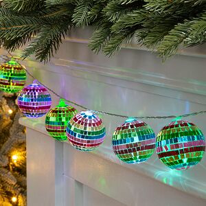 Светодиодная гирлянда Диско Шар - Rainbow Mirror 1.5 м, 10 RGB LED ламп, таймер, на батарейках Edelman (Эдельман) фото 4