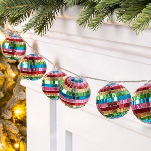 Светодиодная гирлянда Диско Шар - Rainbow Mirror 1.5 м, 10 RGB LED ламп, таймер, на батарейках Edelman (Эдельман) фото 3